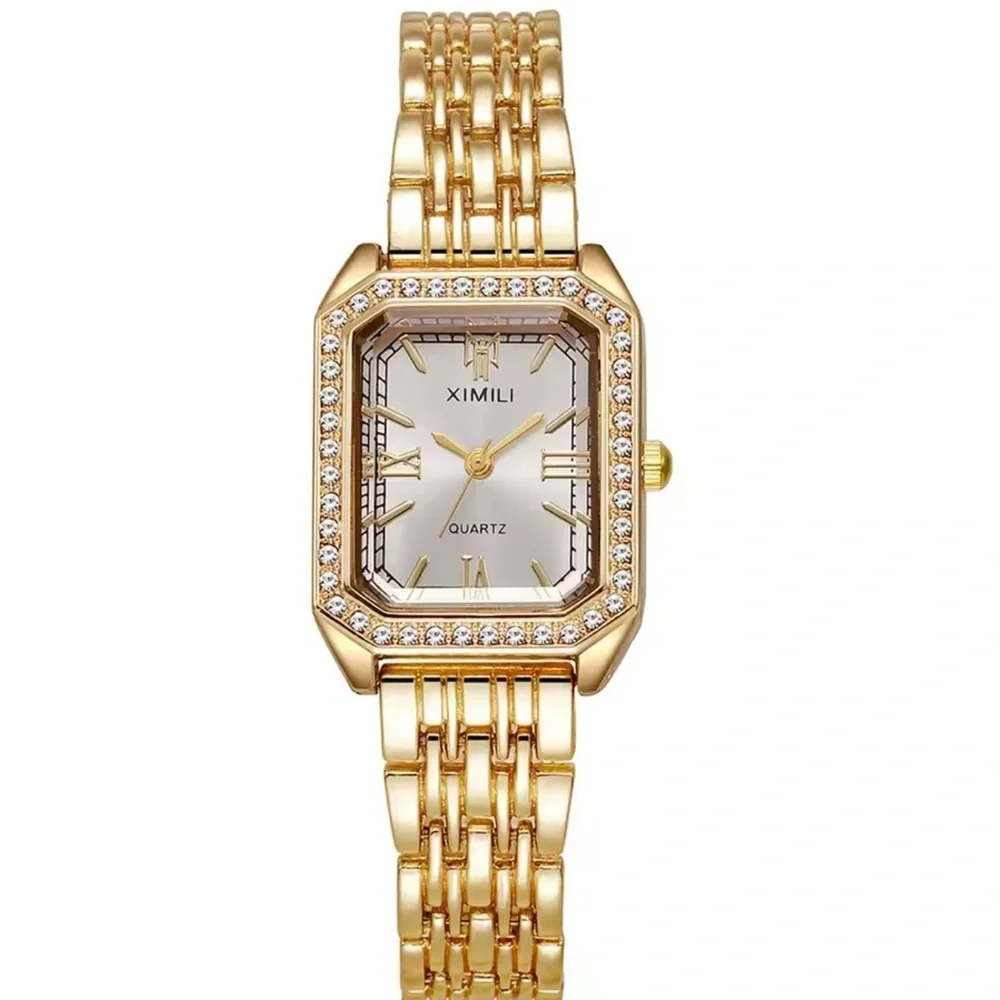 Classic Gold Square Crystal Watch